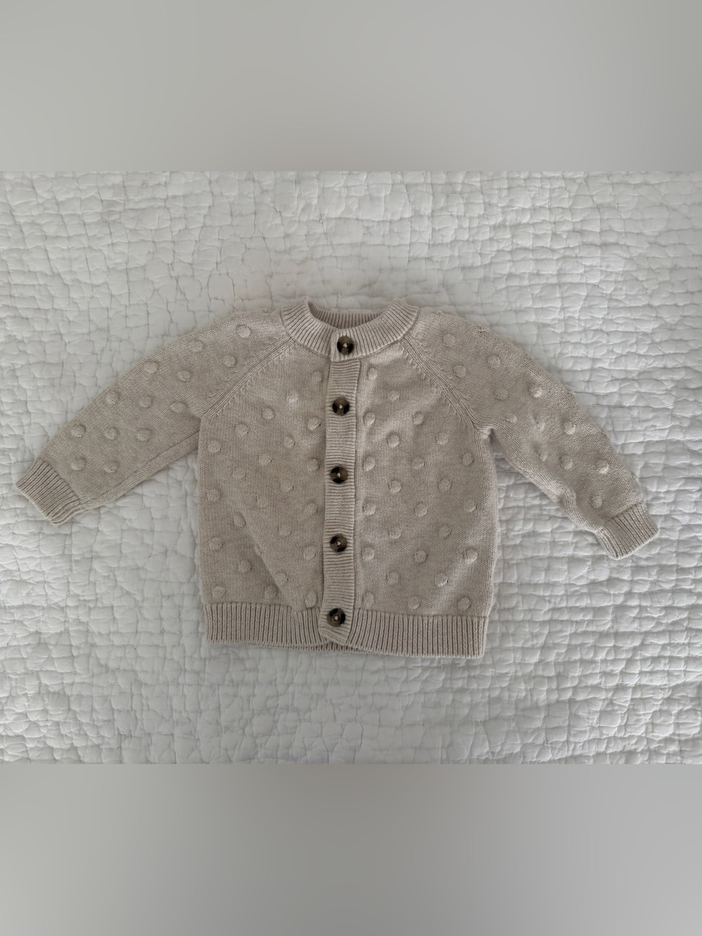 Cat & Jack Cream Bubble /Dot-Textured Cardigan Sweater